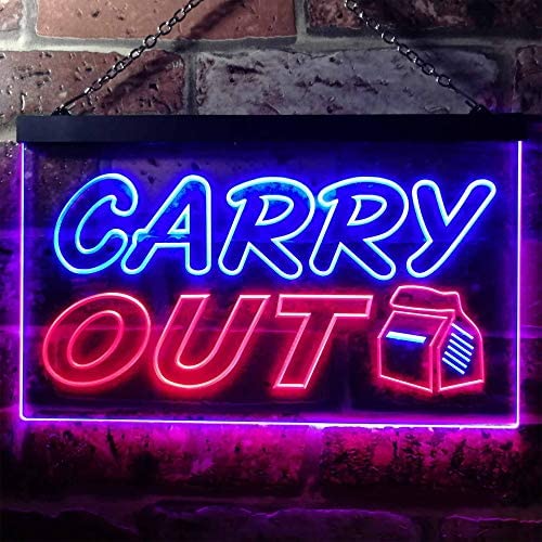 Food to Go Carry Out Dual LED Neon Light Sign